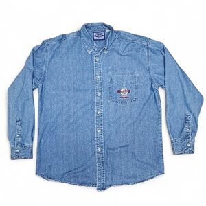 Vintage Hard Rock Cafe Denim Shirt Men's M Long Sleeve Orlando Embroidered 90s